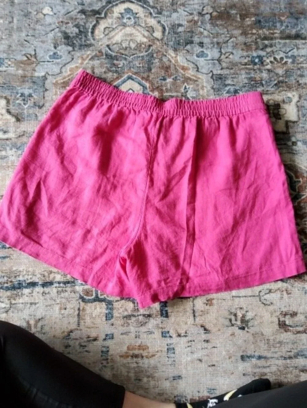 J. Crew Linen Bright Pink Drawstring Ladies Shorts with Pockets Medium